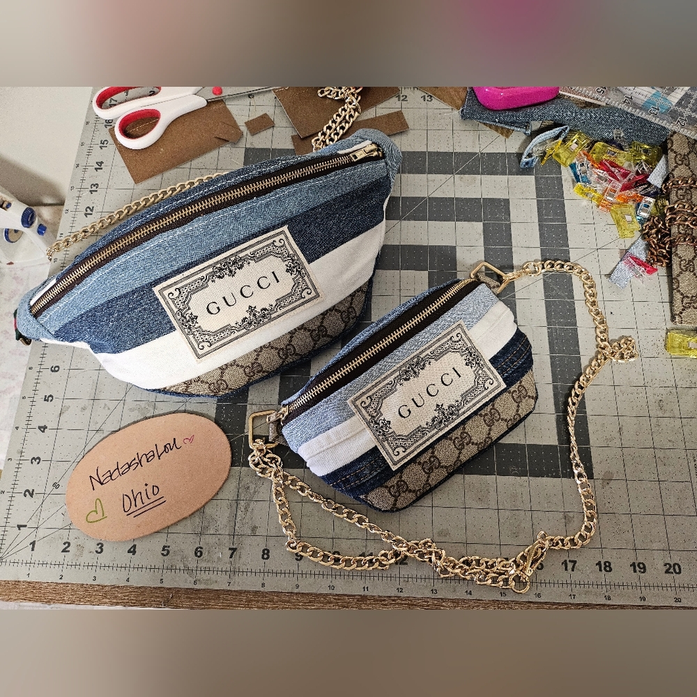 ❌️SOLD❌️Repurposed Mini Bumbag made with Authentic Gucci canvas.
